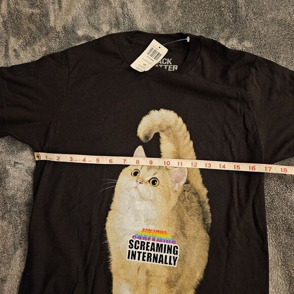 Women Jrs Small Cat Tee T Shirt Screaming Internally Cute Kitten Black Matter S - Picture 5 of 7